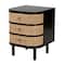 Baxton Studio Nabila Modern Bohemian Black Bayur Wood and Natural Rattan 3-Drawer End Table Nightstand 227-12895-ZORO - alternate 1